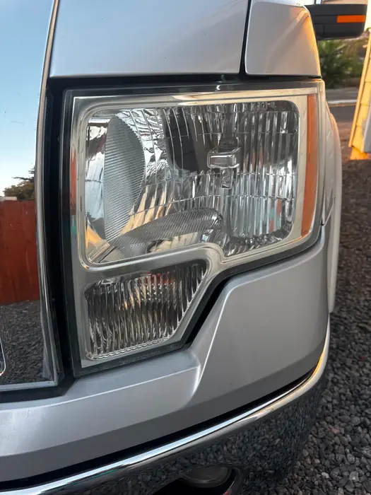 The same headlight after restoration, clear again